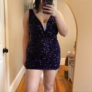 Fashion-nova Women's Purple and Navy Dress